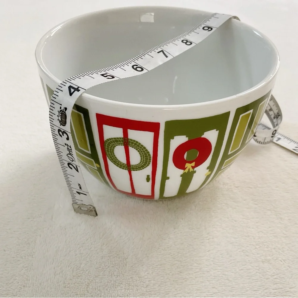 Crate & Barrel Julia Rothman Yule Town Nesting Bowls Set of 2 Christmas Holiday